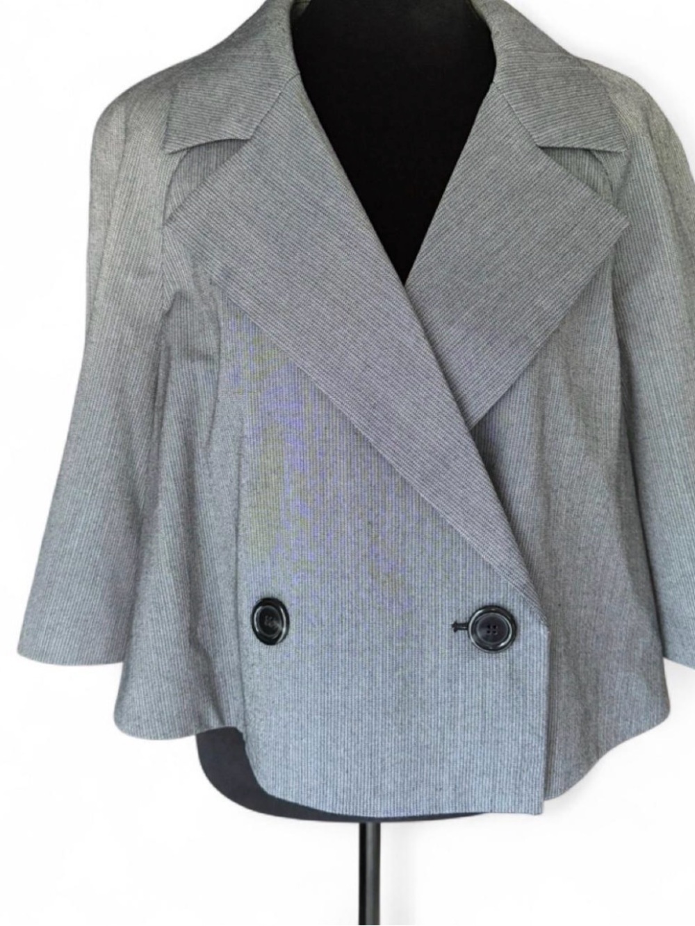 Women's Gray Cropped Double-Breasted Jacket - Picture 2 of 5